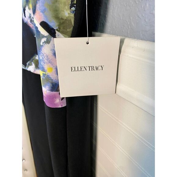 Ellen Tracy Plus size Color Block Floral A-Line Sleeveless Dress Size 16 NWT - Picture 8 of 9